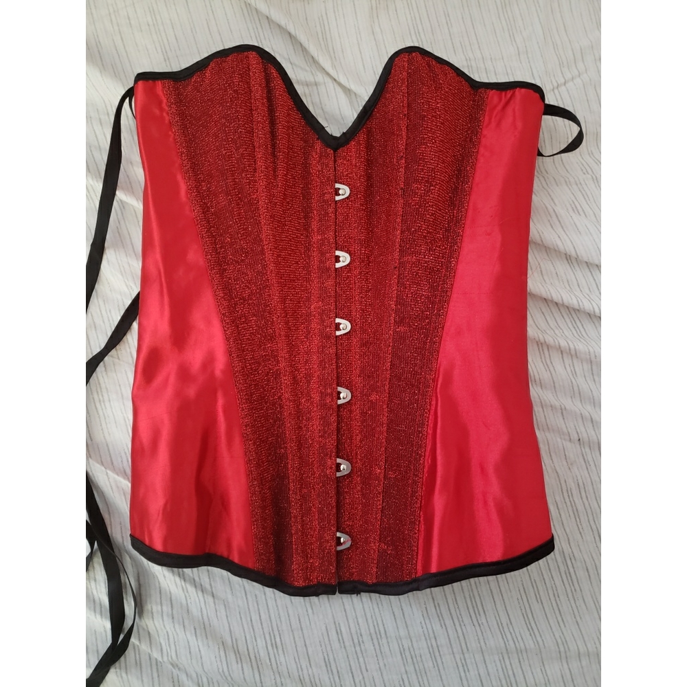 Red Glitter Laceup Corset